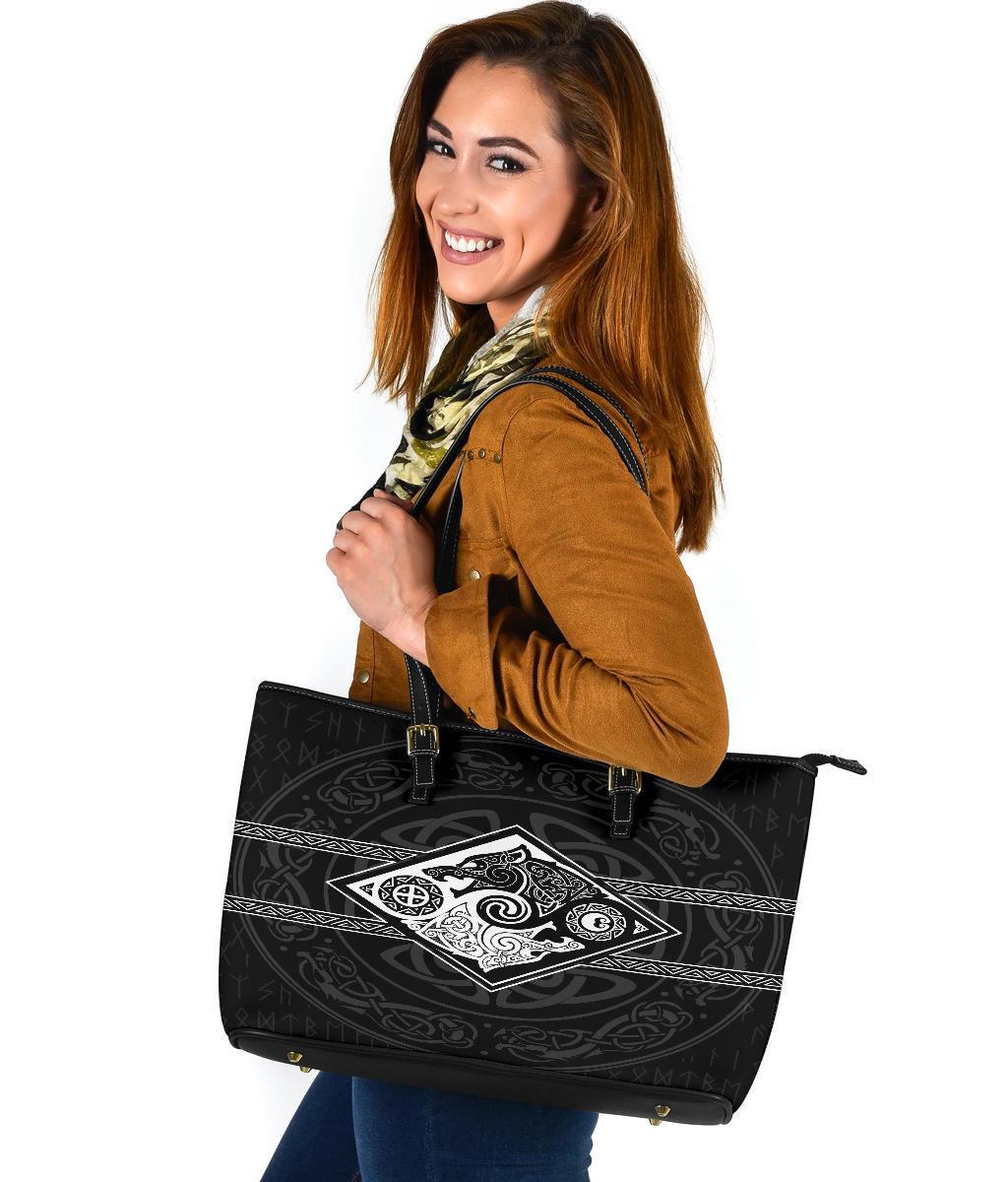 Vikings Large Leather Tote The Wolves, Skoll and Hati RLT12