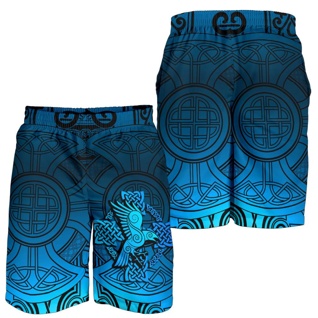 Viking Men's Shorts - Raven Odin Celtic Cyan RLT12
