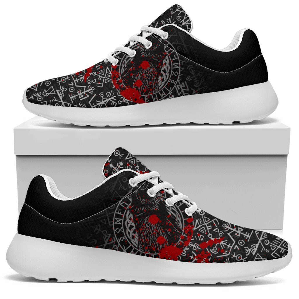 Viking Sporty Sneakers - Odin Raven Rune Futhark Blood RLT12