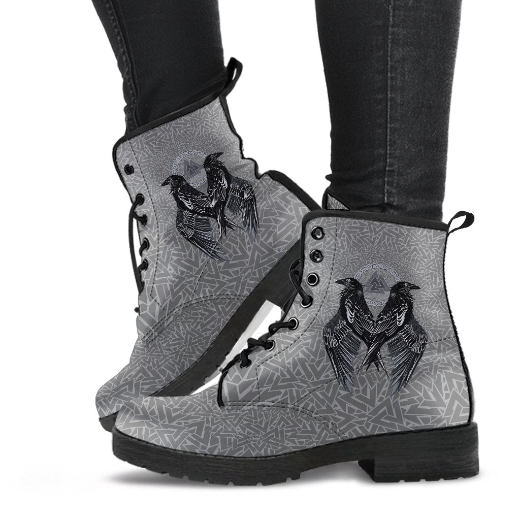 Viking Leather Boots Raven Valknut RLT12