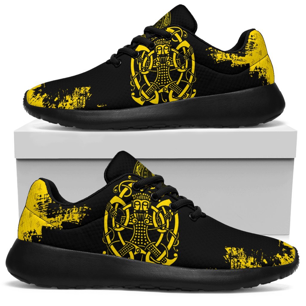 Viking Sporty Sneakers, Loki Bound Triskele Rune Gold RLT12