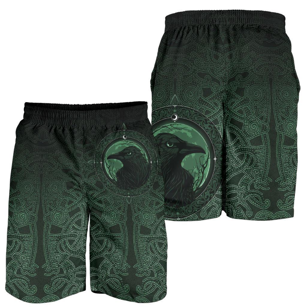 Viking Men's Shorts, Ethnic Odin Raven Green RLT12