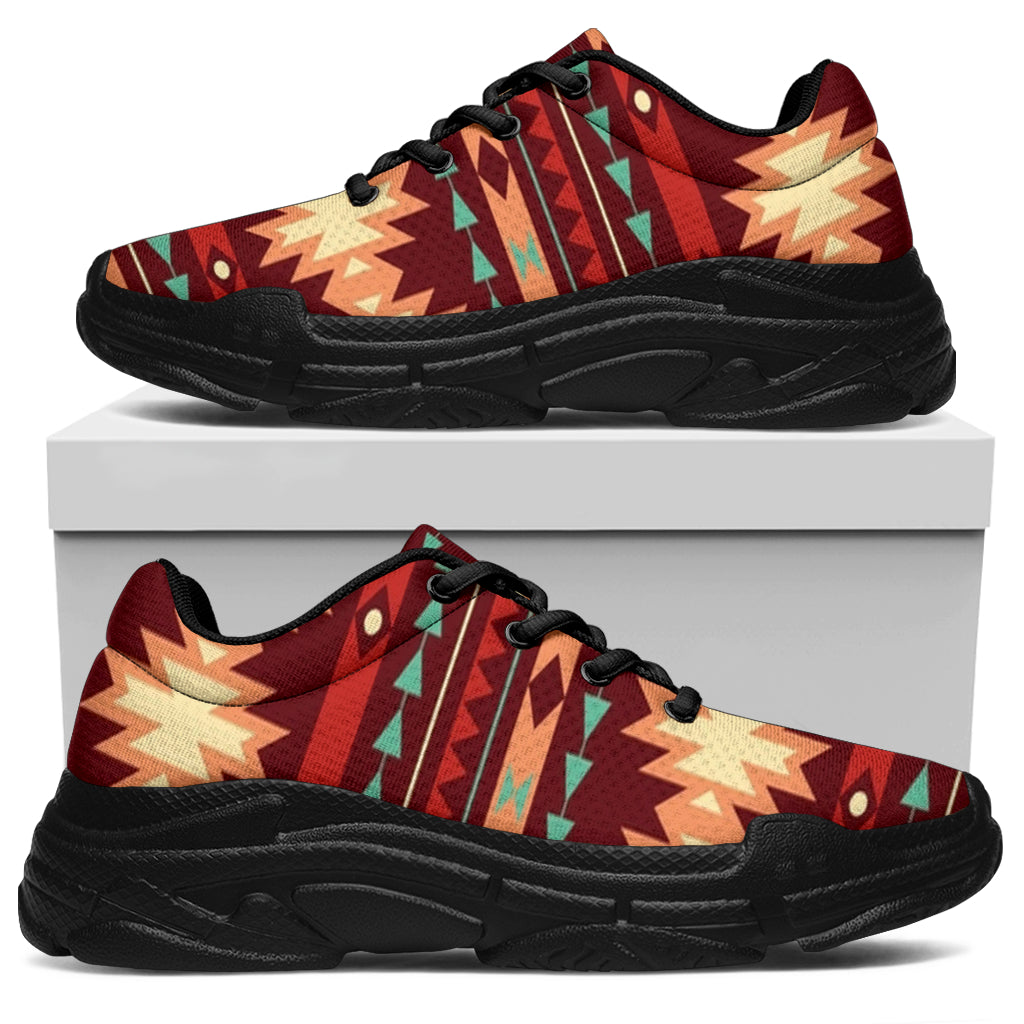 Native American Red Ethnic Pattern Chunky Sneakers LT10