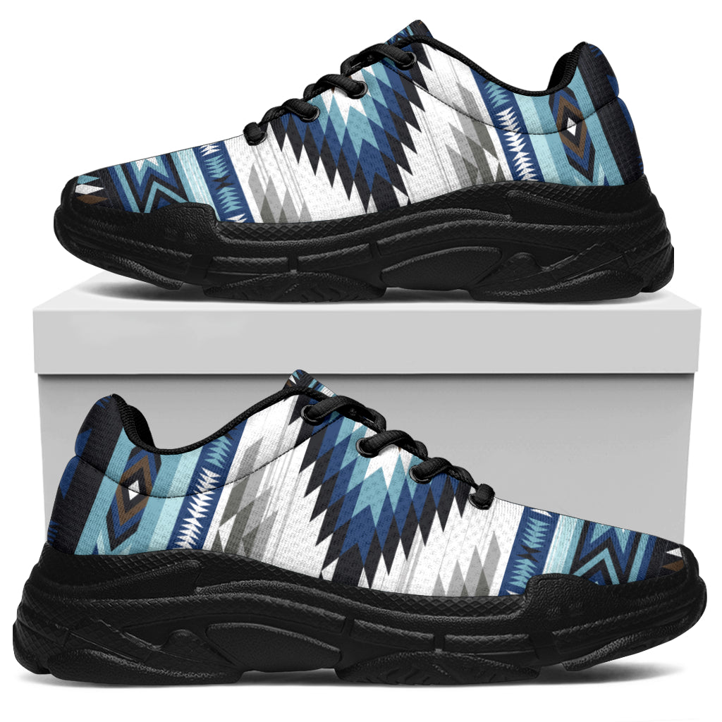 Native American Blue Colors Pattern Chunky Sneakers LT10