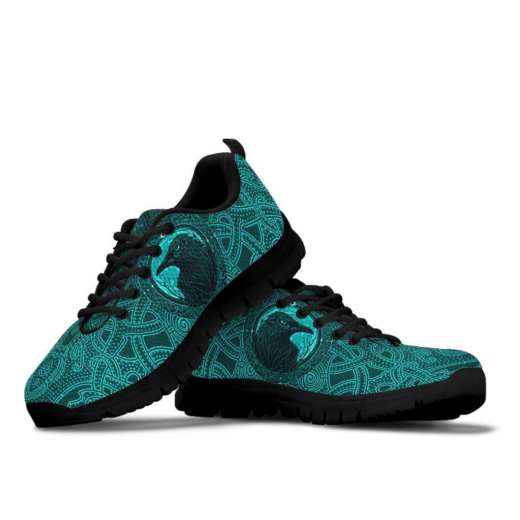 Viking Sneakers, Ethnic Odin Raven Cyan RLT12