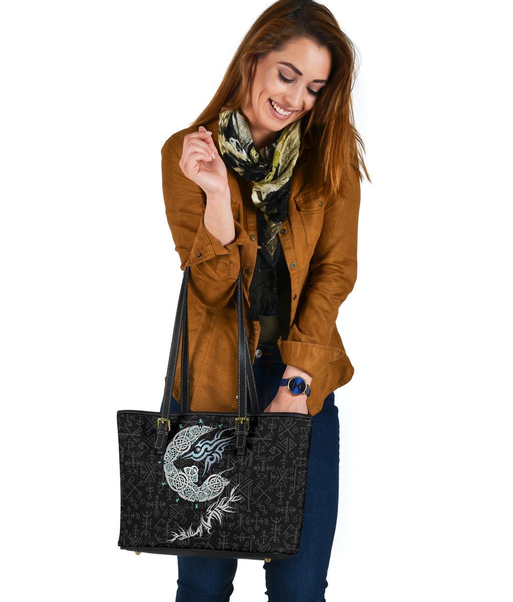 Viking Fenrir Wolf Small Leather Tote RLT12