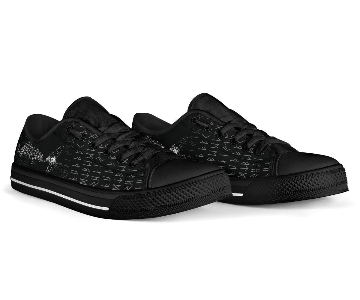 Viking Low Top Shoes Raven and Wolf Special Tattoo RLT12
