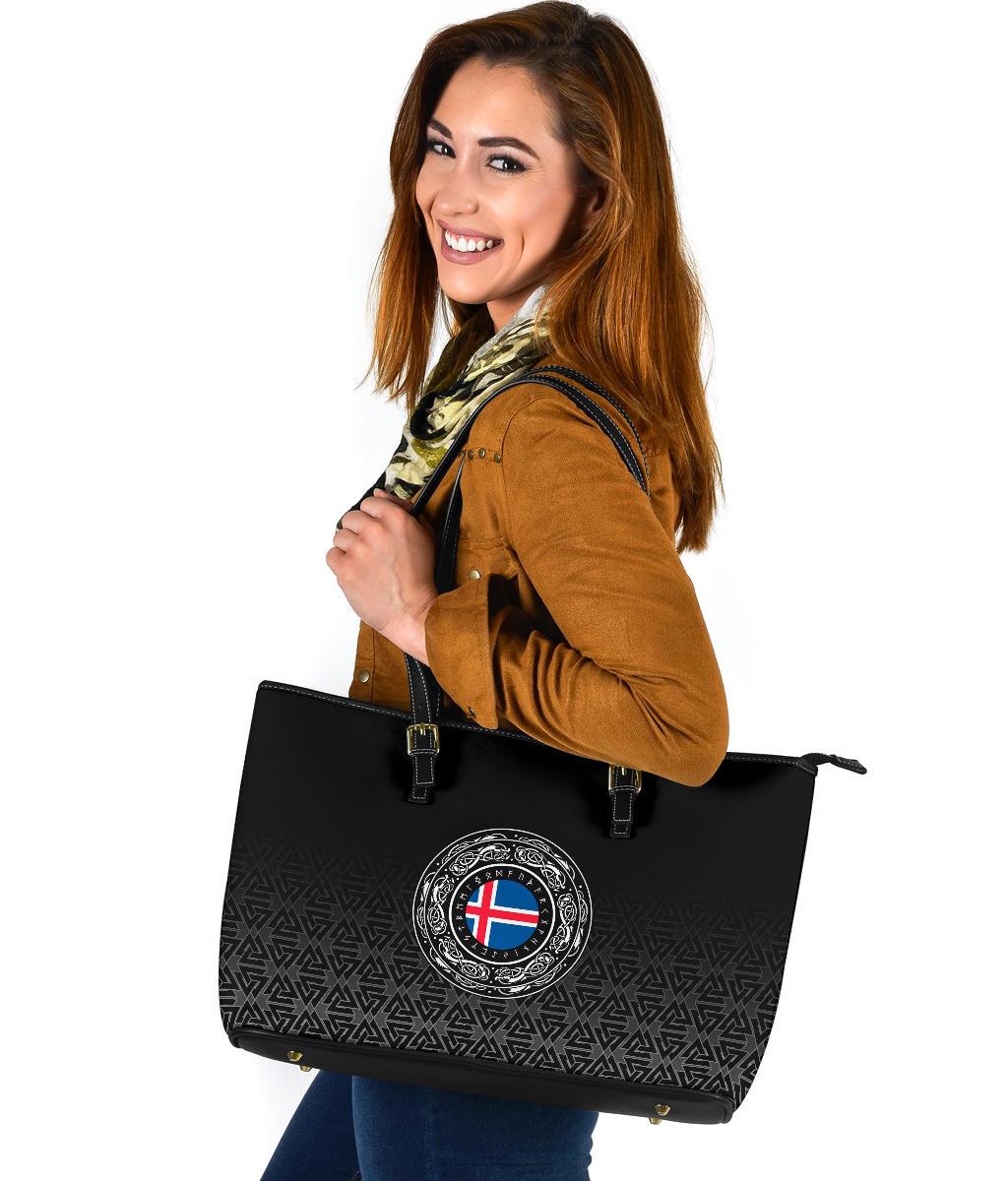 Viking Large Leather Tote Iceland Coat Of Arms RLT12