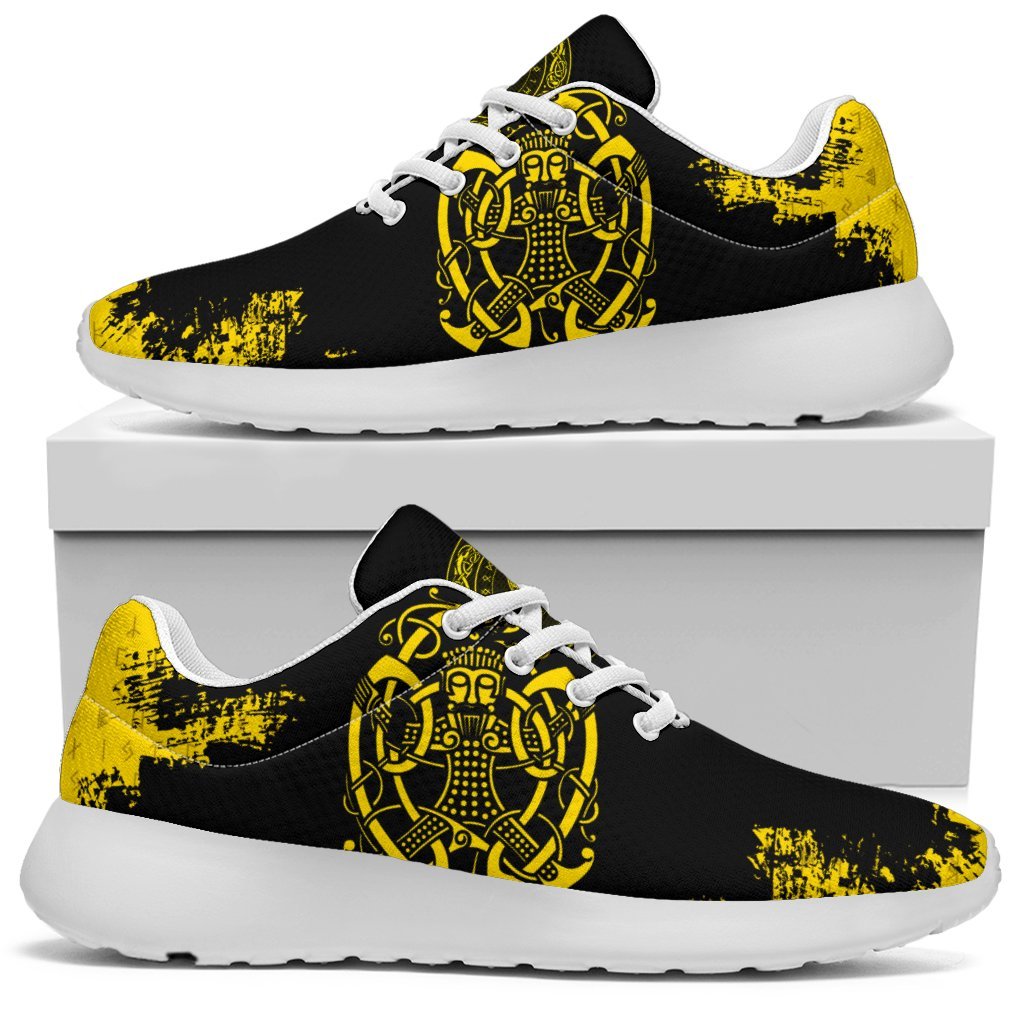 Viking Sporty Sneakers, Loki Bound Triskele Rune Gold RLT12