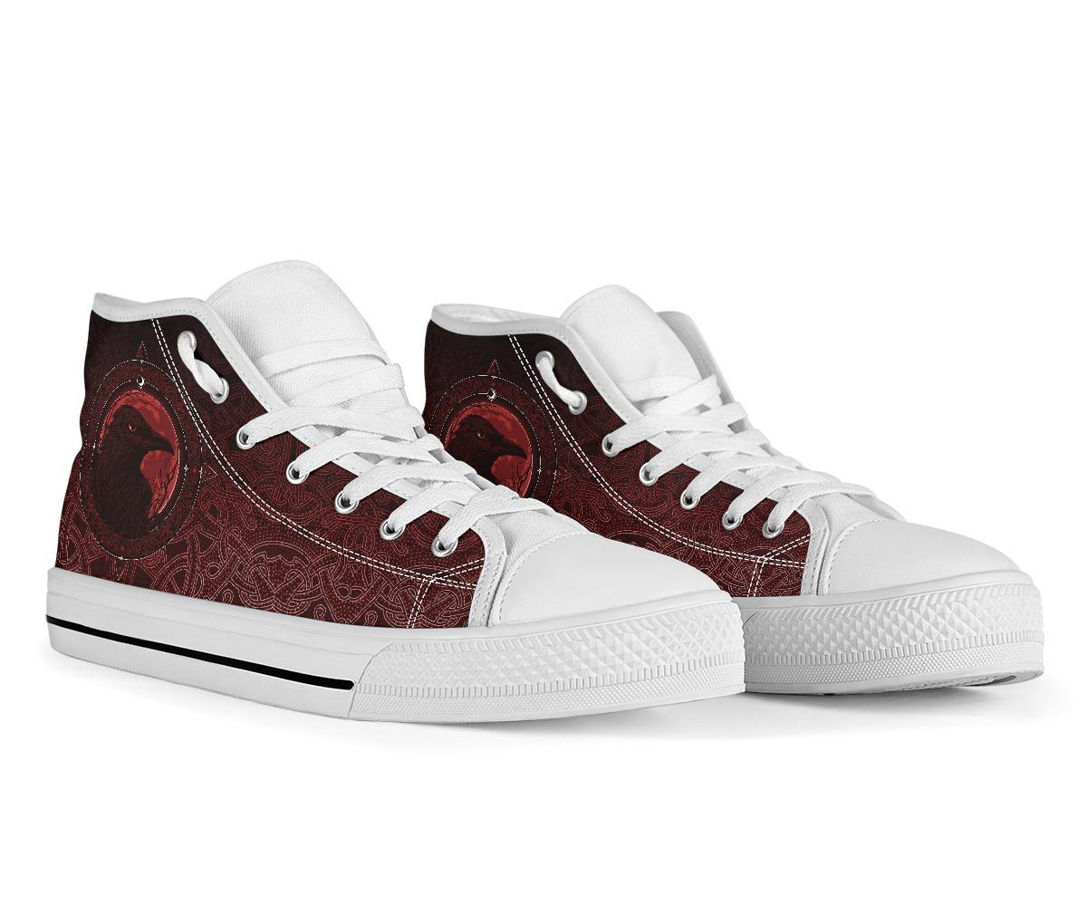 Viking High Top Shoes, Ethnic Odin Raven Red RLT12