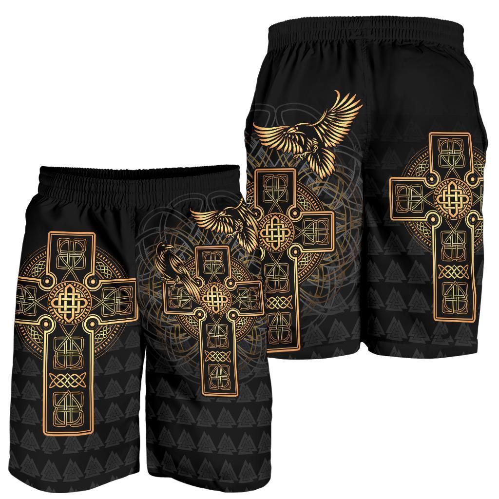 Viking Men's Shorts - Odin's Celtic Raven Tattoo RLT12