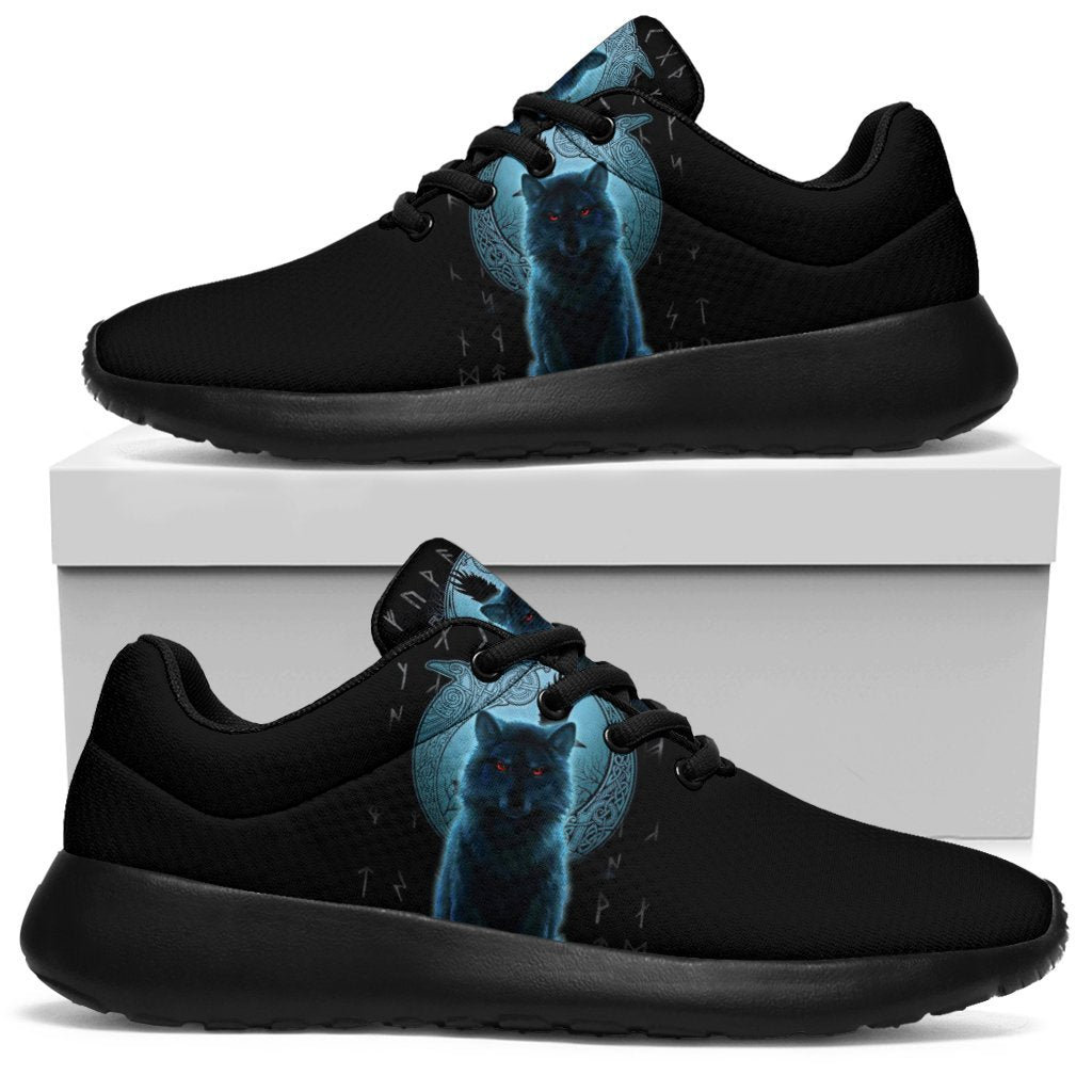 Viking Sporty Sneakers, Fenrir Viking Wolf and Moon RLT12