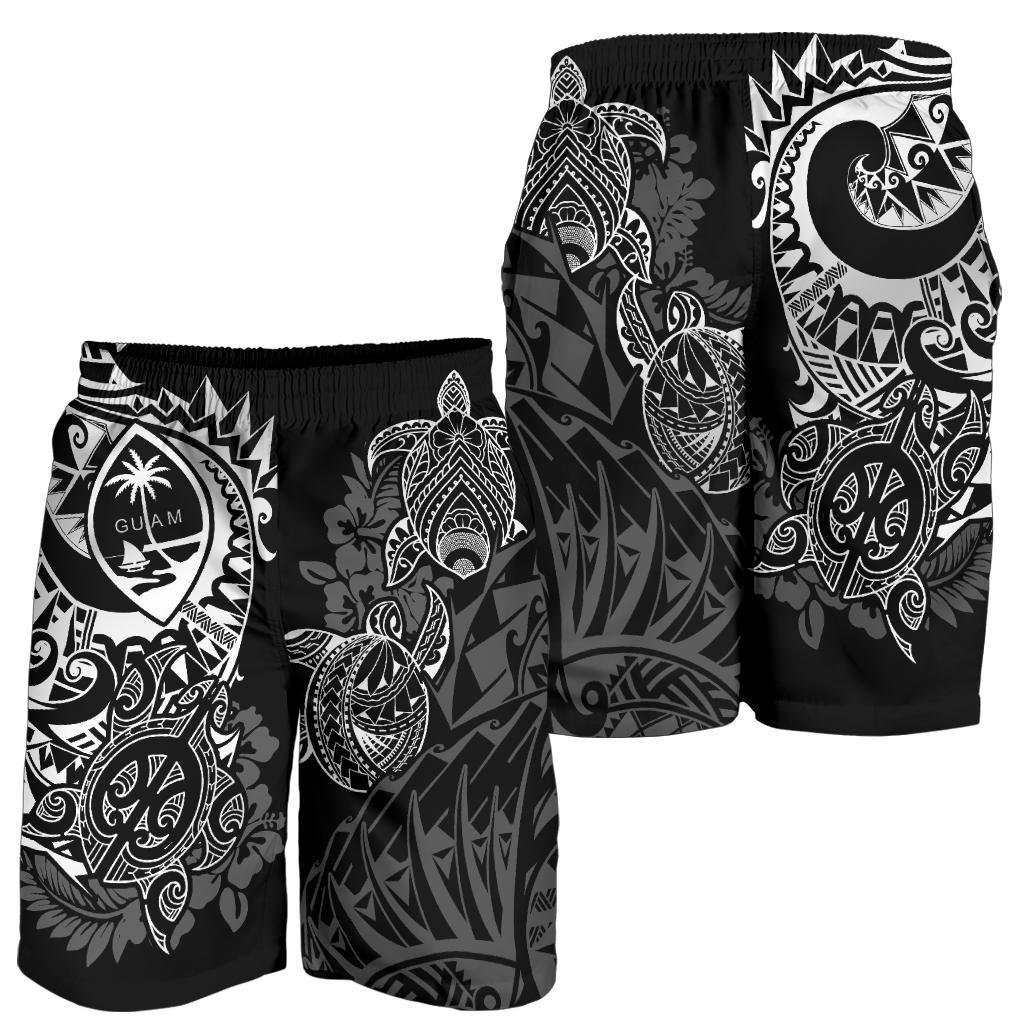 Guam Polynesian Shorts (Men) - White Turtle Flowing