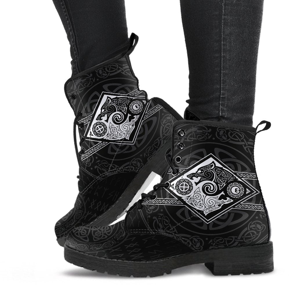 Vikings Leather Boots The Wolves, Skoll and Hati RLT12