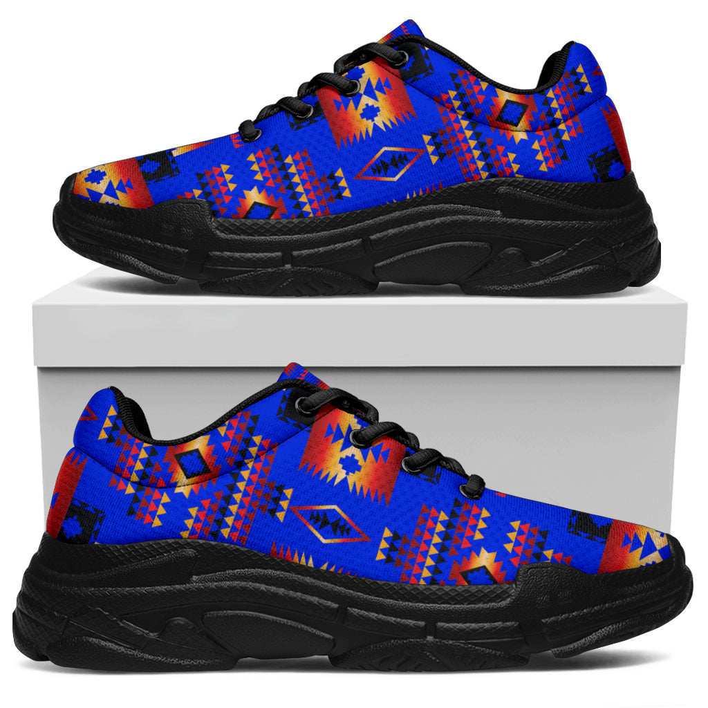 Dark Blue Native American Tribes Pattern Chunky Sneakers LT10