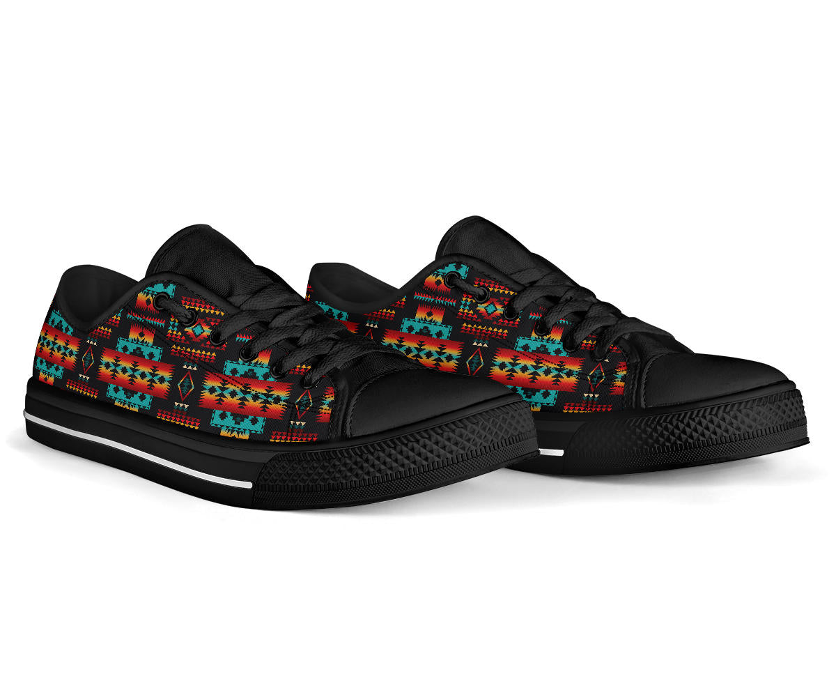 Navy Native Tribes Pattern Native American Low Top Shoes LT10