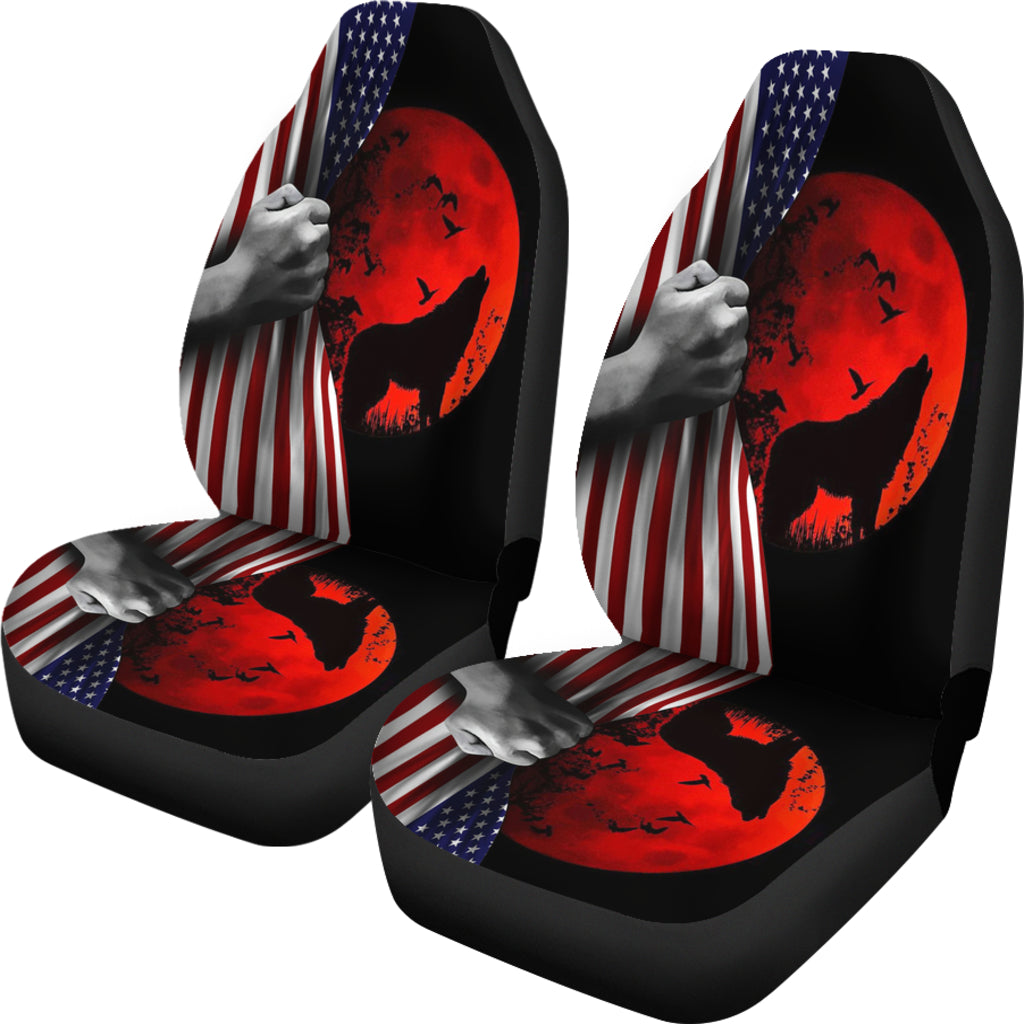 Flag Blood And Wolf Car Seat Covers LT10