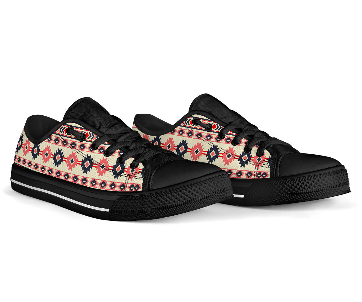 Pink and Navy Pattern Native American No Box Low Top Shoes Black LT10