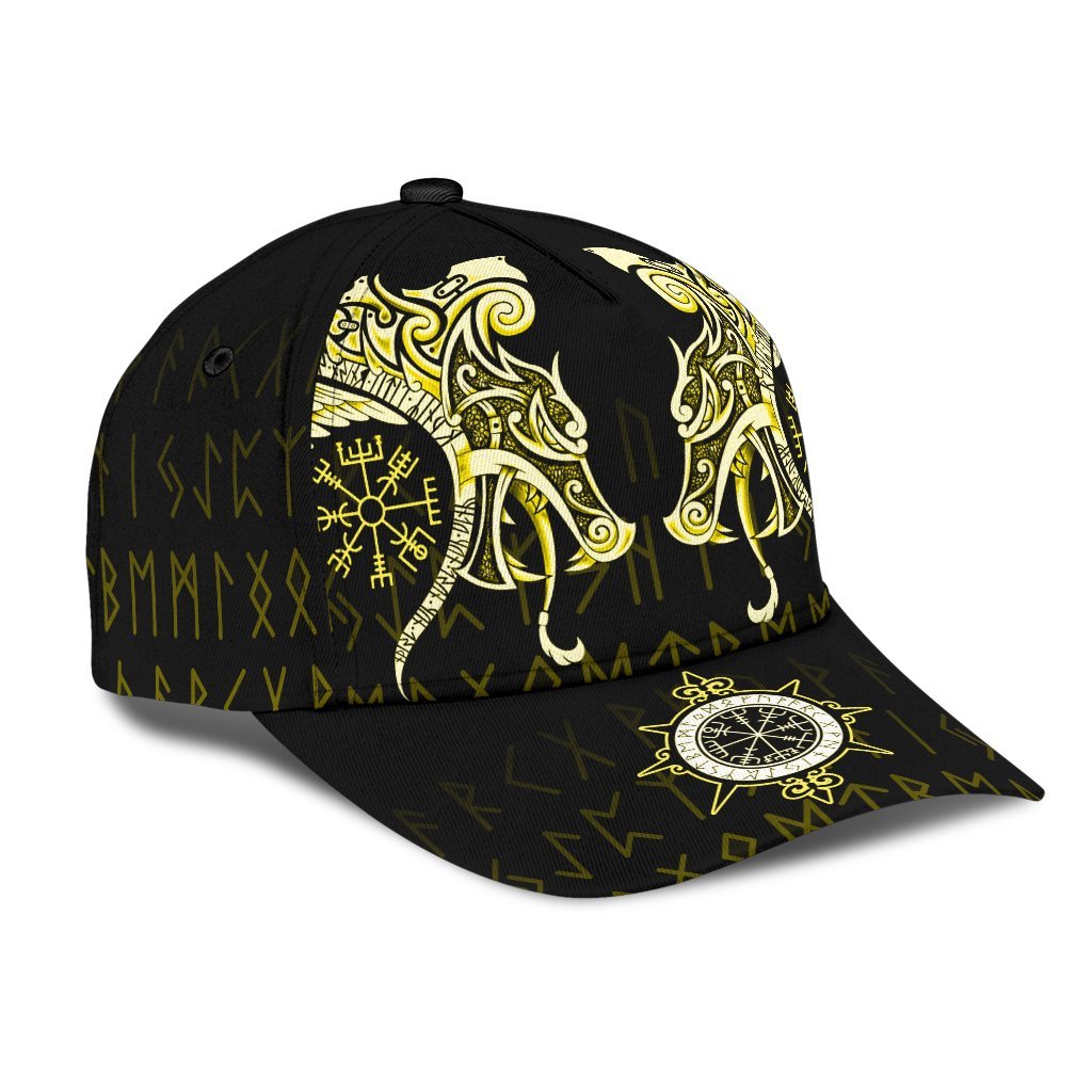 Viking Classic Cap, Fenrir Raven and Vegvisir Tattoo Yellow RLT12