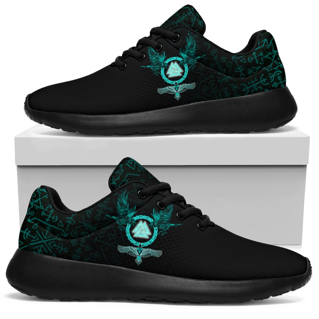 Viking Sport Sneakers Three Raven and Valknut Cyan RLT12