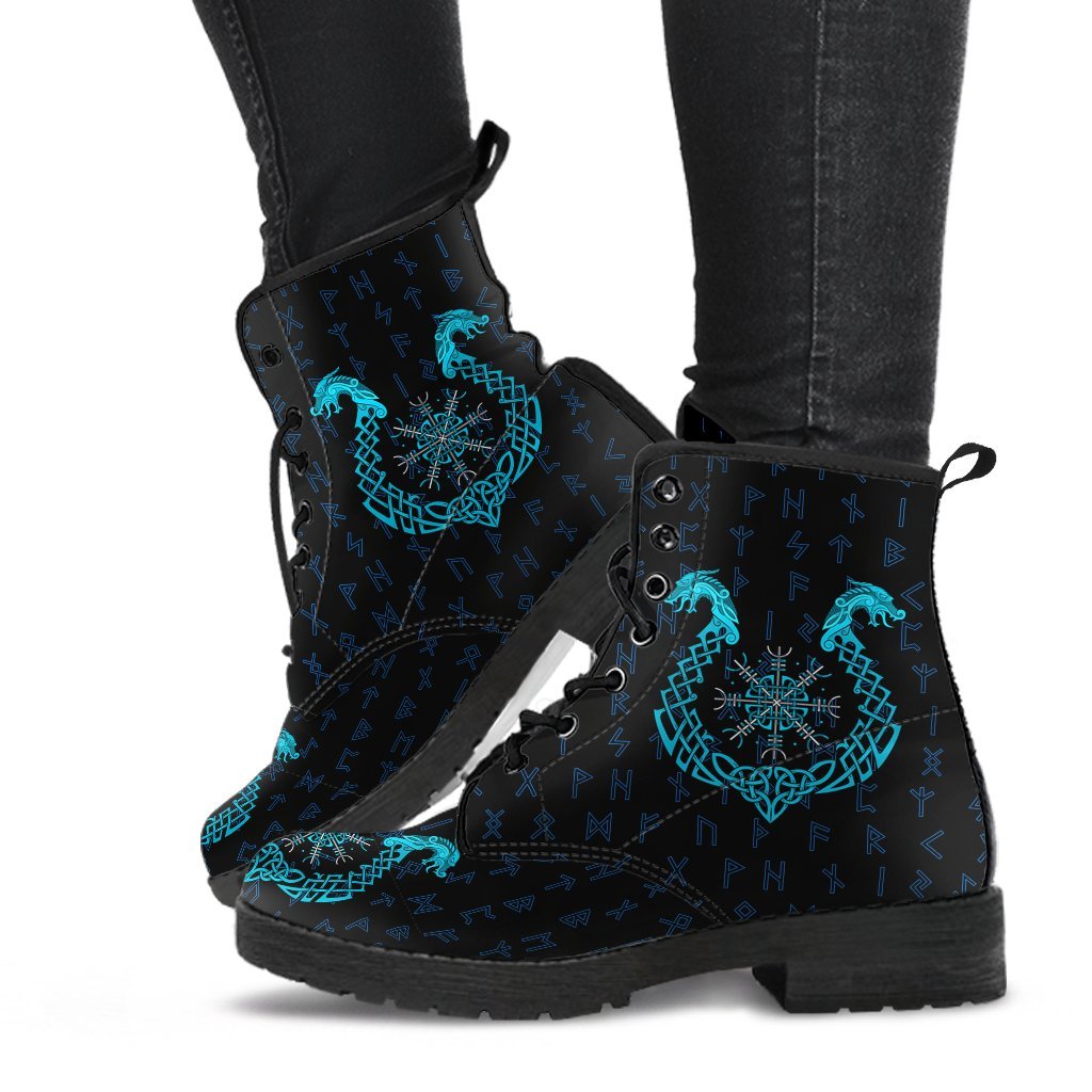 Viking Leather Boots, Aegishjalmur Helm Of Awe Blue Edition RLT12