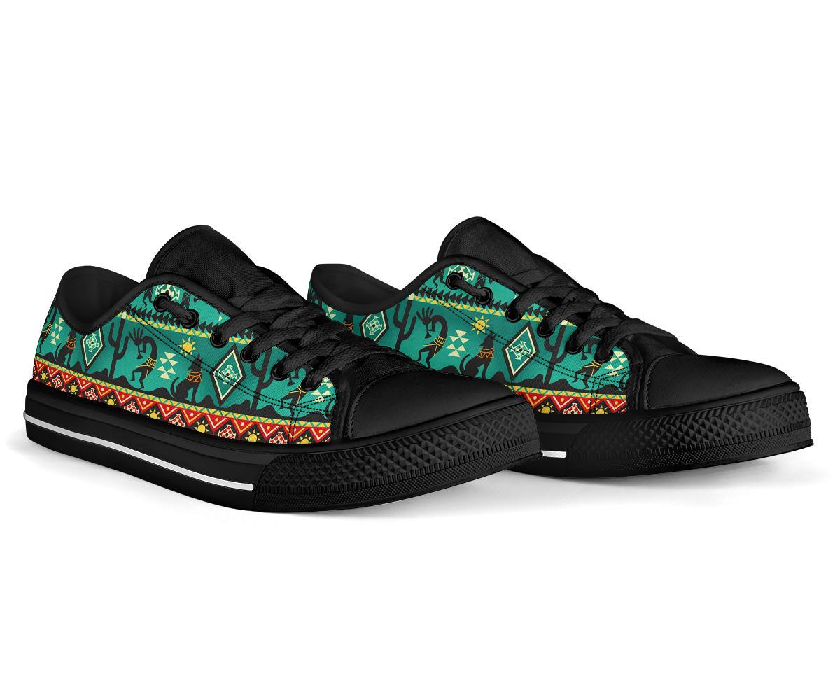 Kokopelli Myth Green Native American Low Top Canvas Shoes LT10