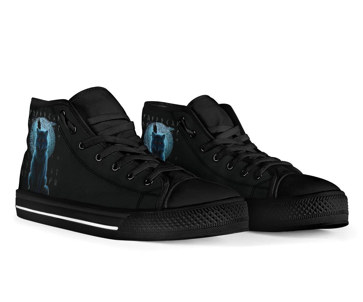 Viking High Top Shoes, Fenrir Viking Wolf and Moon RLT12