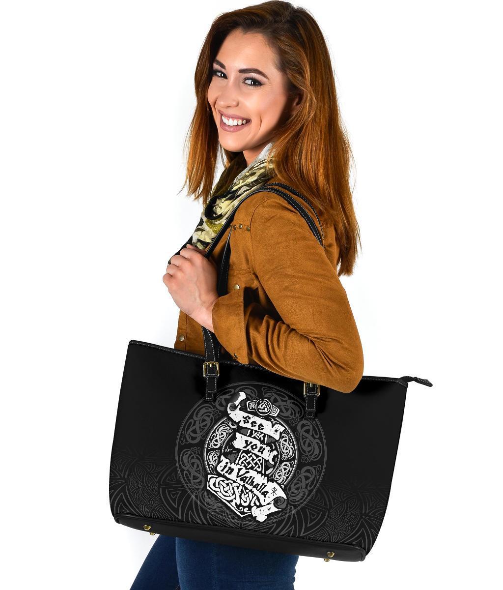 Viking Large Leather Tote See You In Valhalla RLT12