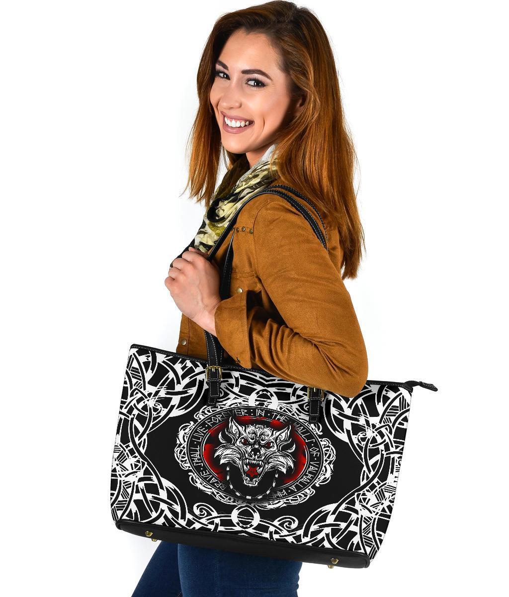 Viking Large Leather Tote, Fenrir Wolf RLT12