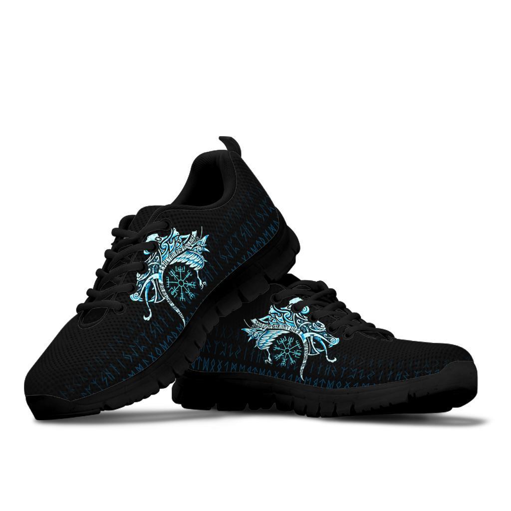 Viking Sneakers, Fenrir Raven and Vegvisir Tattoo Cyan RLT12