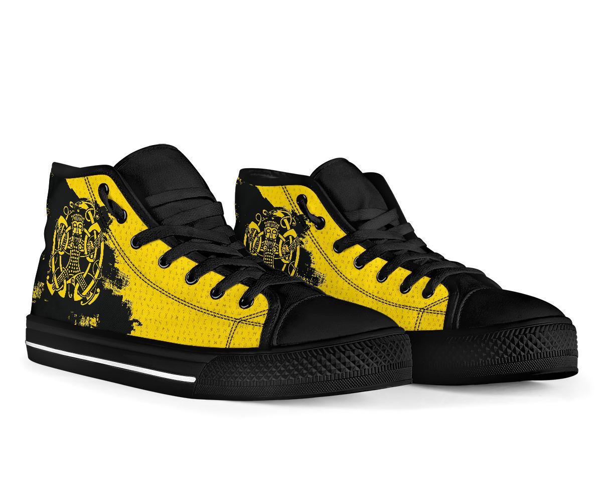Viking High Top Shoes, Loki Bound Triskele Rune Gold RLT12