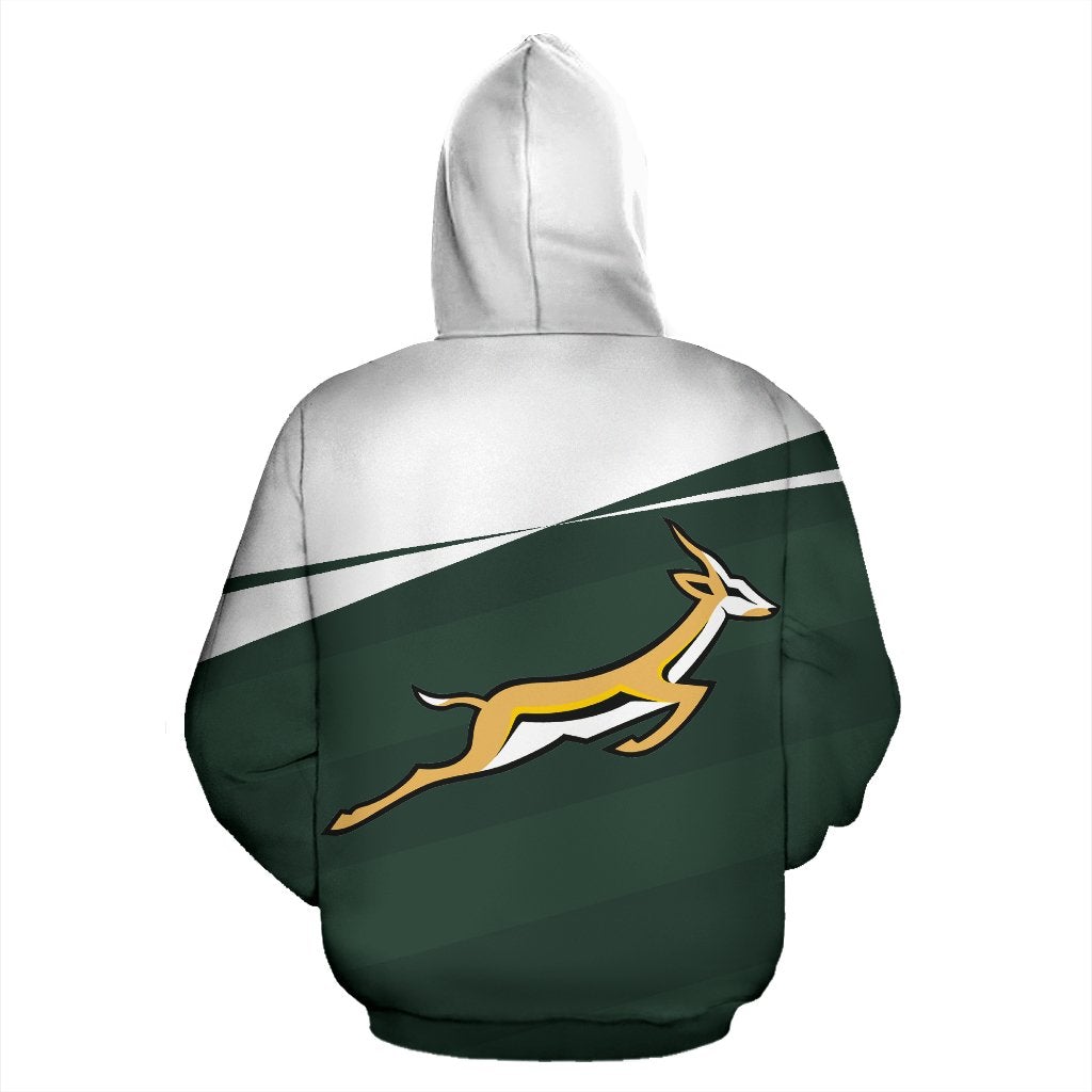 African Hoodie South Africa Springbok Zip Up Hoodie Vivian Style Green