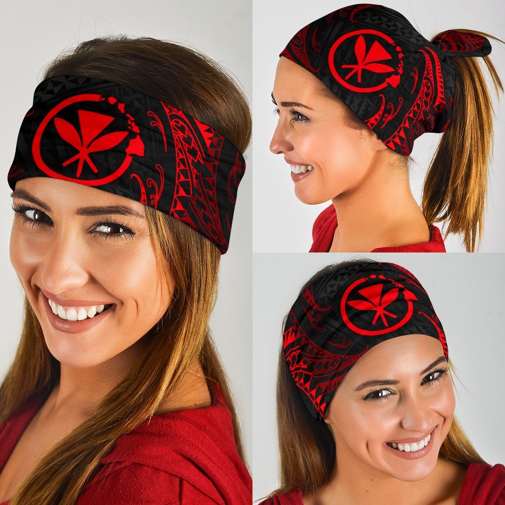 Polynesian Hawaii Bandana 3 - Pack - Red Tribal Wave