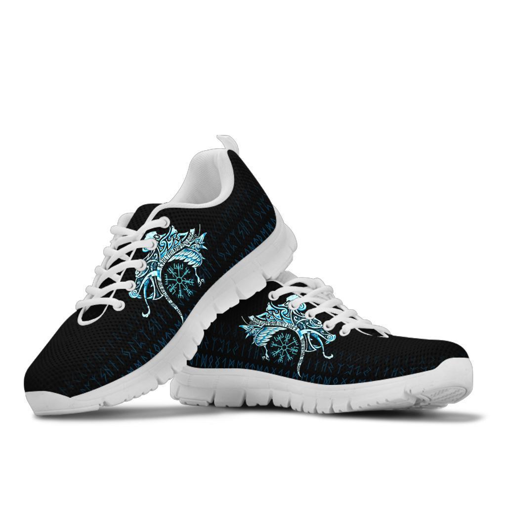 Viking Sneakers, Fenrir Raven and Vegvisir Tattoo Cyan RLT12