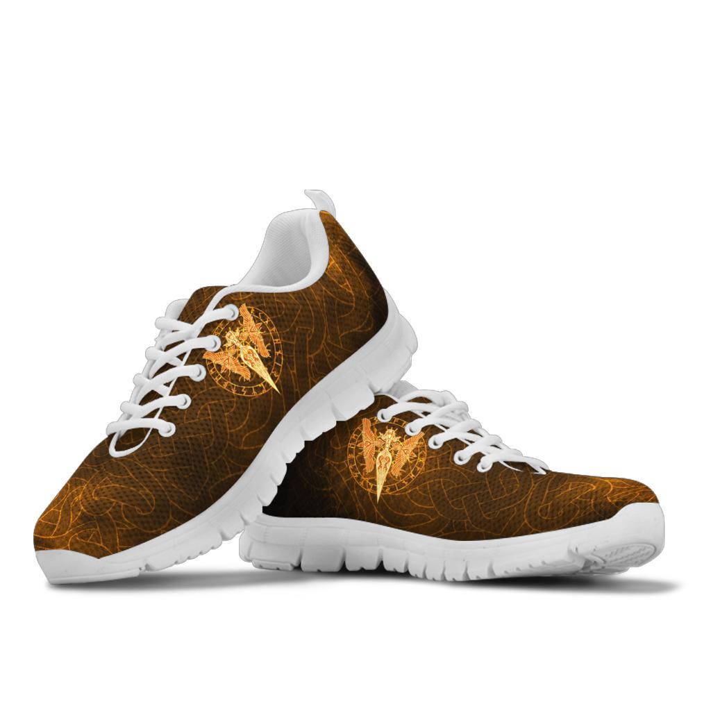 Viking Sneakers Gold Spear Of The God Odin - Gungnir and Two Gold Ravens RLT12