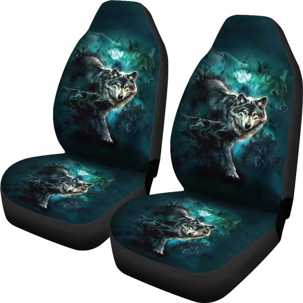 Green Wolf Forest Car Seat Covers LT10