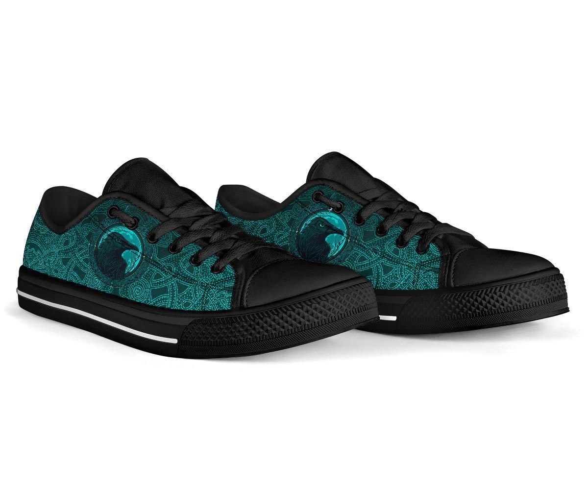 Viking Low Top Shoes, Ethnic Odin Raven Cyan RLT12
