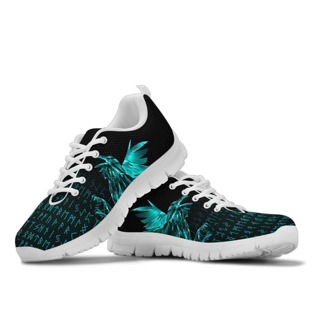 Viking Sneakers - The Raven Of Odin Rune Cyan RLT12