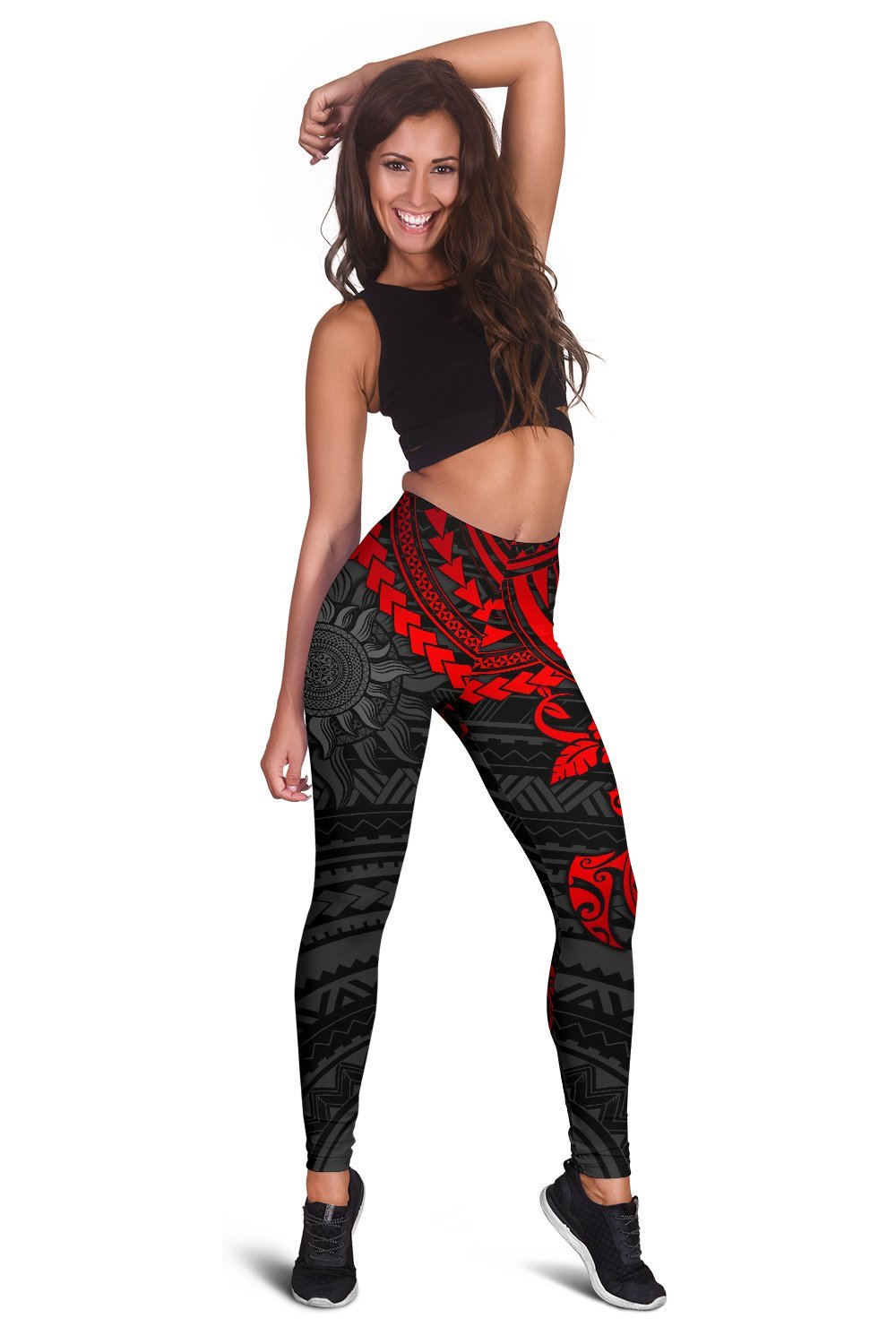 Polynesian Leggings - Polynesian Red Turtle
