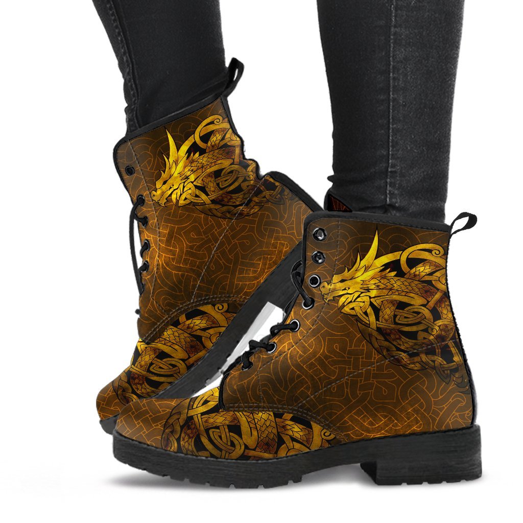 Viking Leather Boots Celtic Dragon Tattoo RLT12