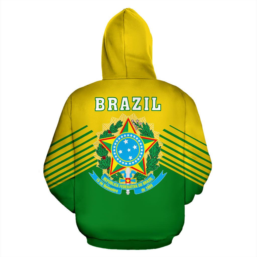 Brazil Flag Zip Up Hoodie Stripes Style