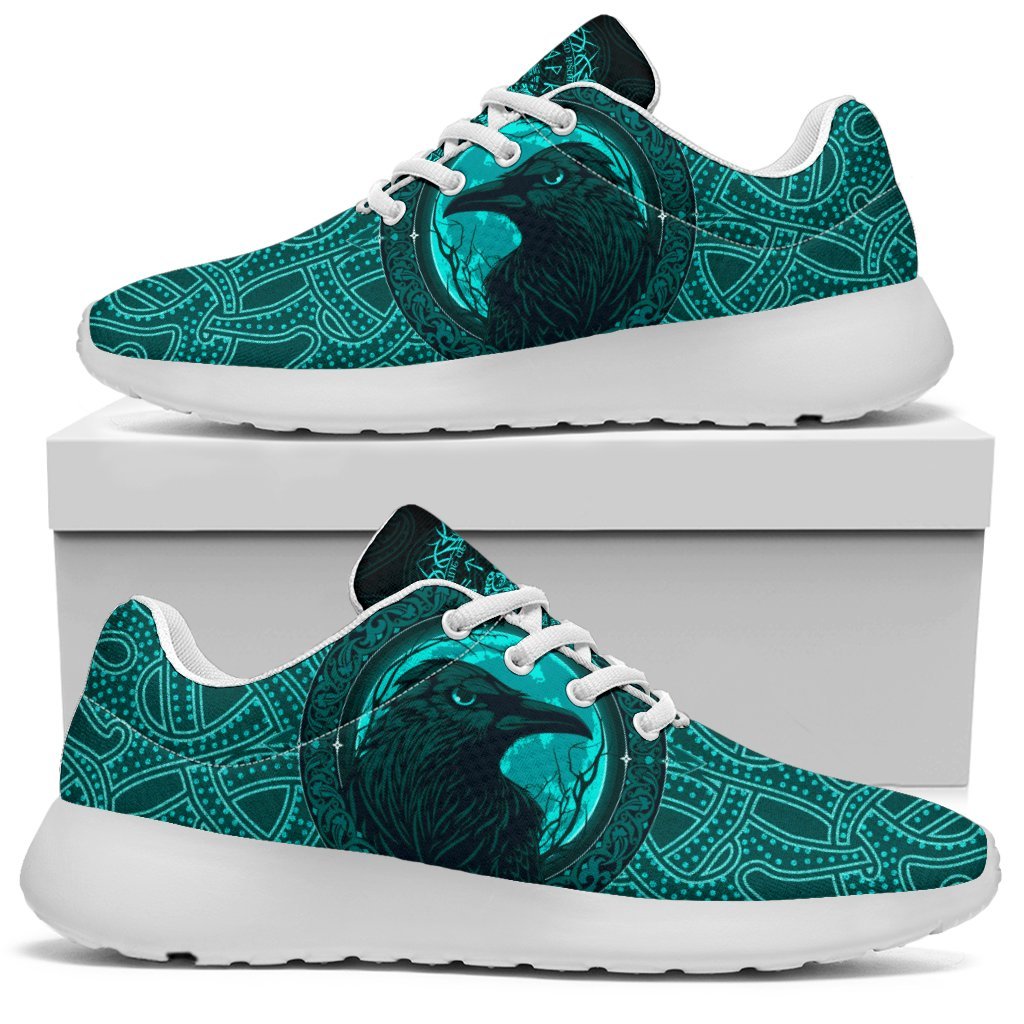Viking Sporty Sneakers, Ethnic Odin Raven Cyan RLT12
