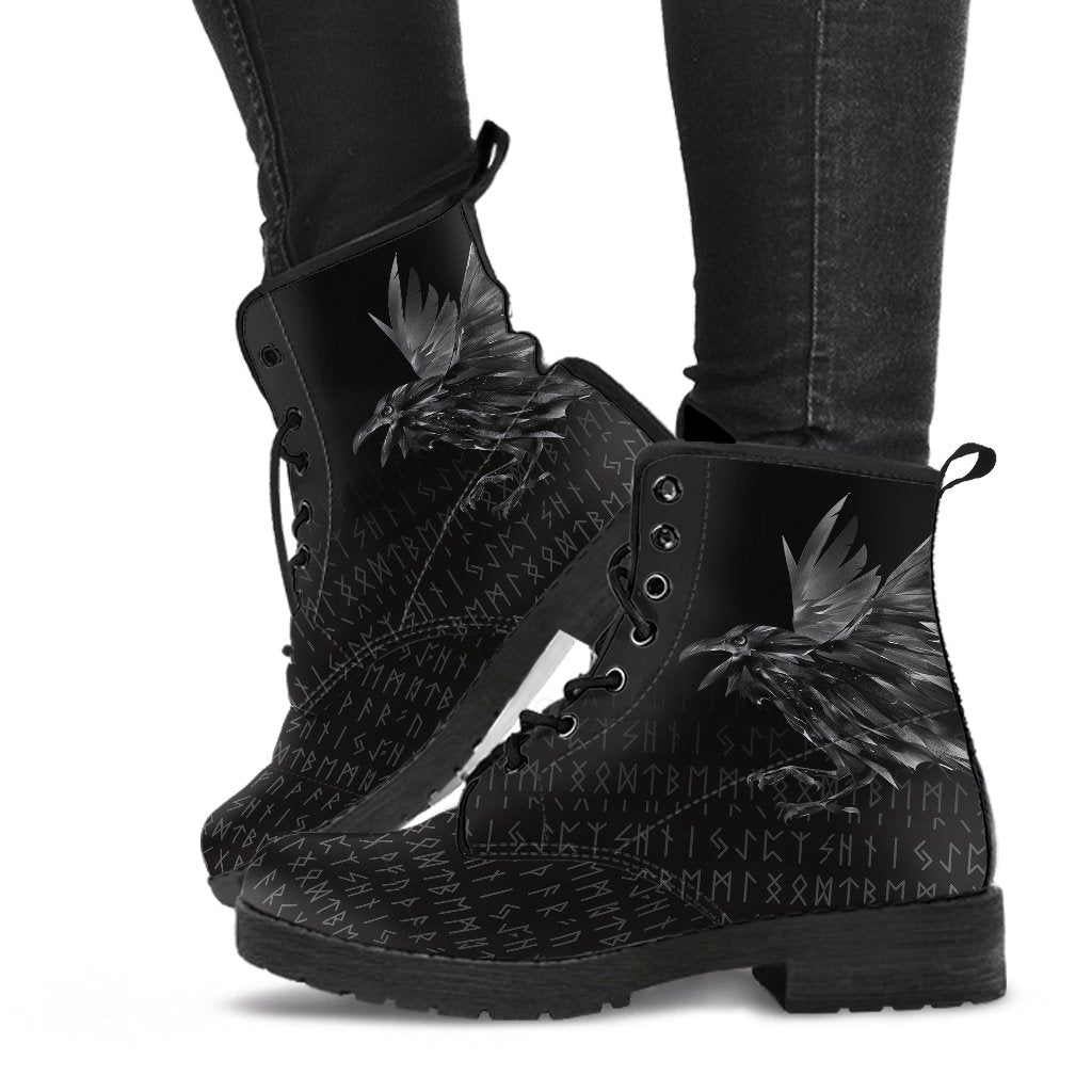 Viking Leather Boots The Raven Of Odin Rune RLT12