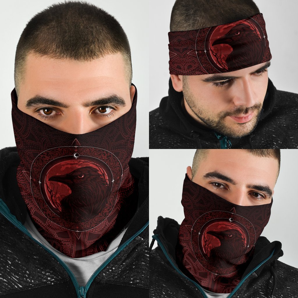 Viking Neck Gaiter 3 Pack, Ethnic Odin Raven Red RLT12