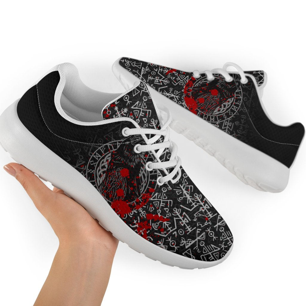 Viking Sporty Sneakers - Odin Raven Rune Futhark Blood RLT12
