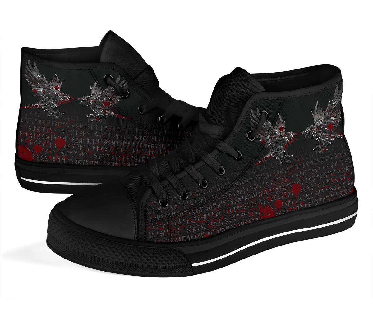 Viking High Top Shoes Odin Huginn and Muninn Rune Blood RLT12