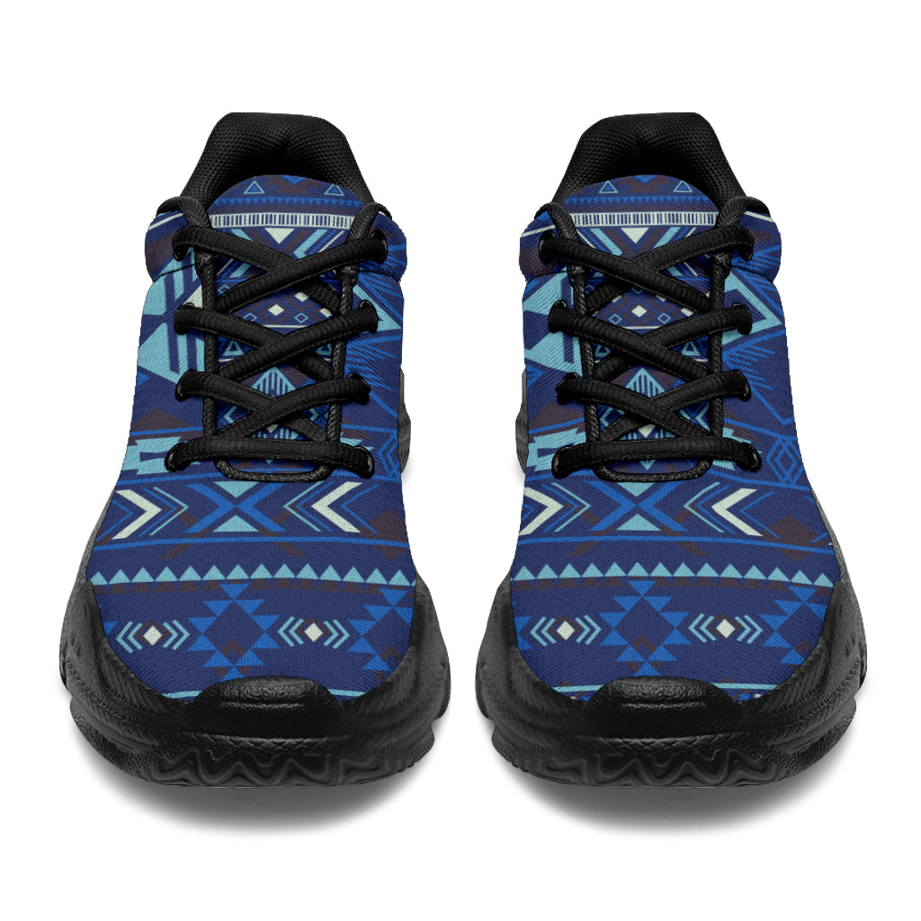 Navy Pattern Native American Chunky Sneakers LT10