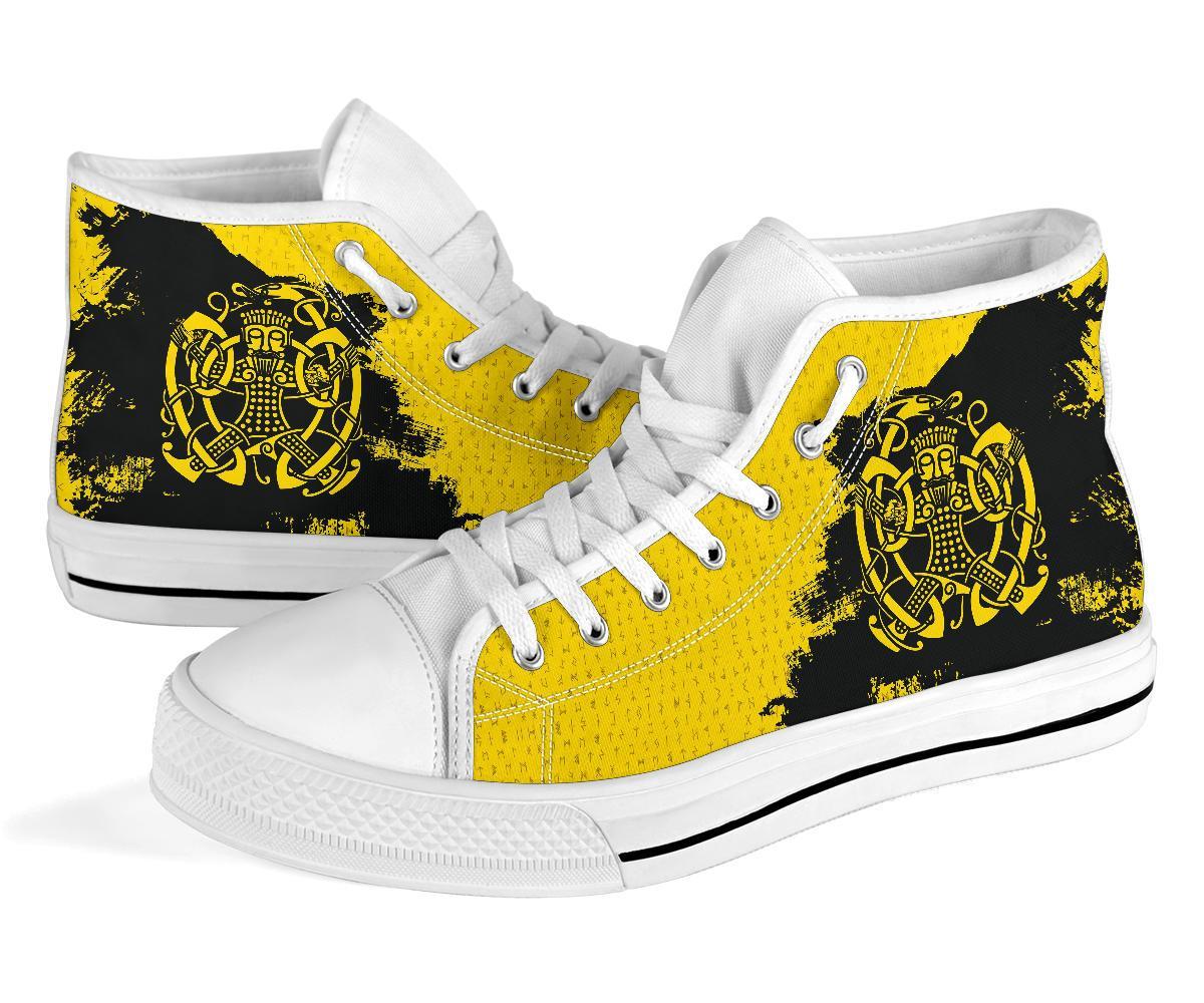 Viking High Top Shoes, Loki Bound Triskele Rune Gold RLT12