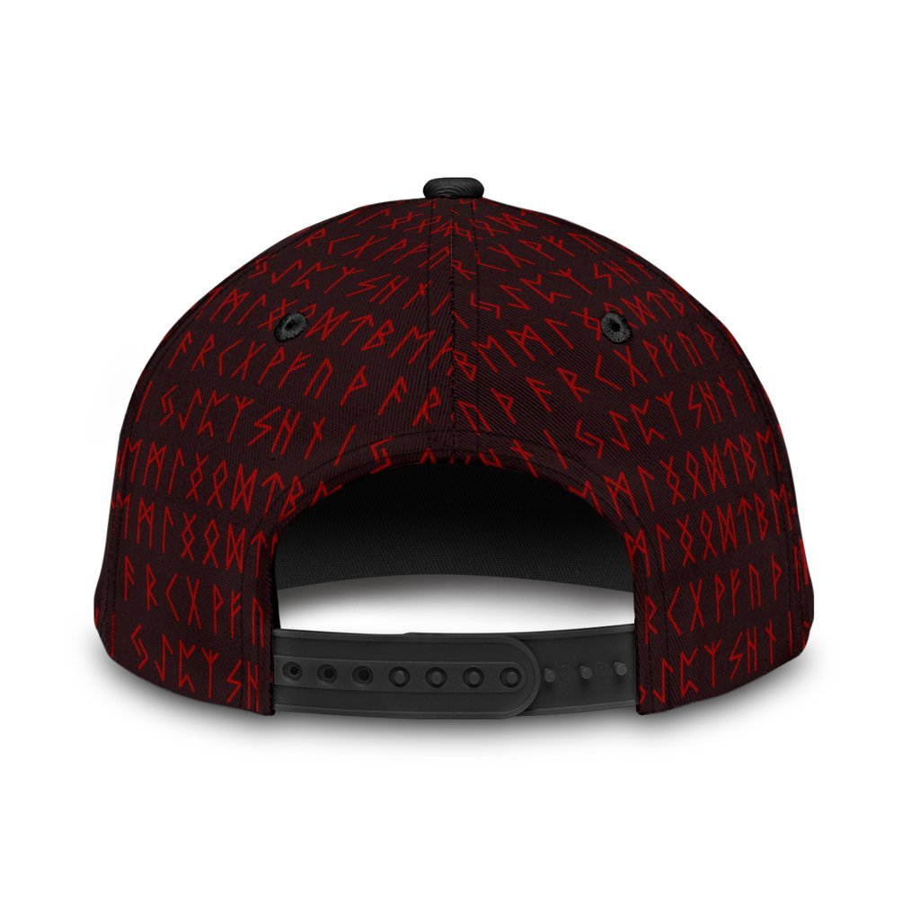 Viking Classic Cap The Raven Of Odin Rune, Red RLT12