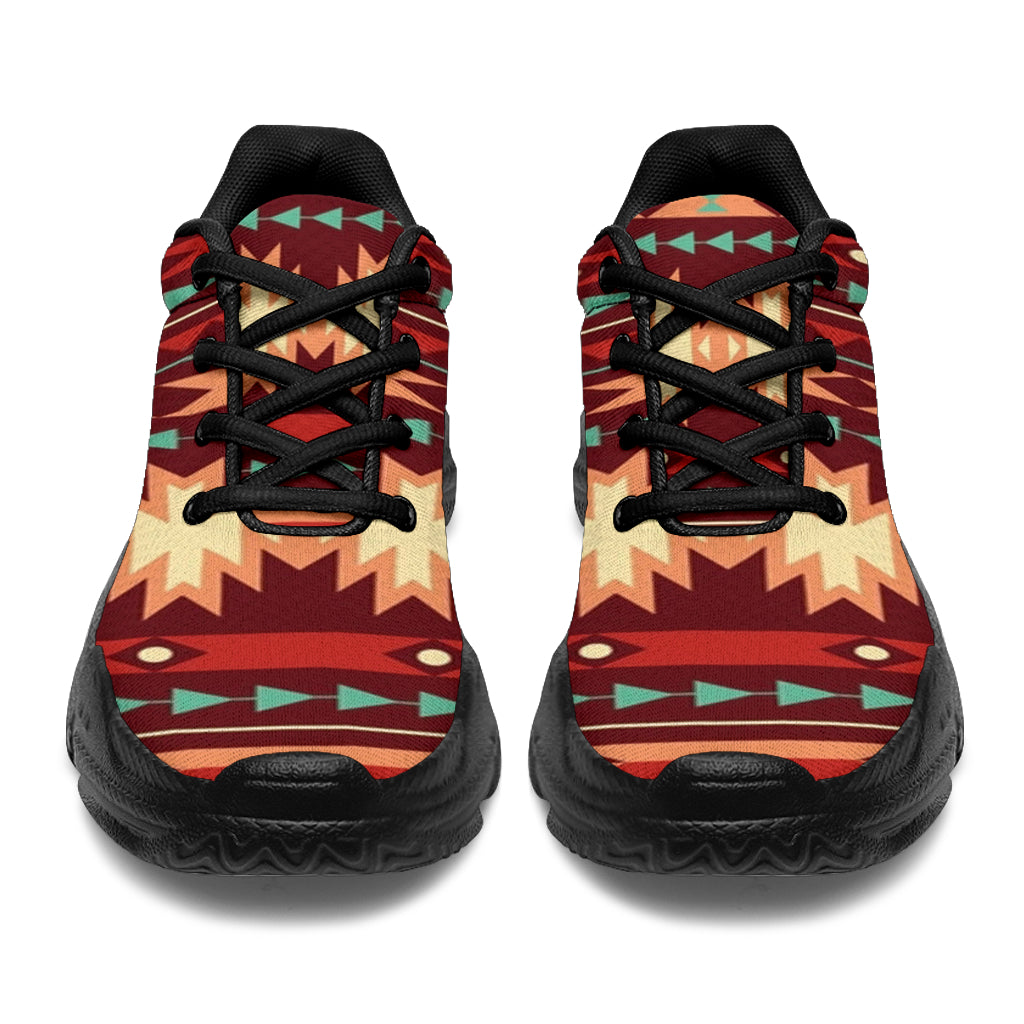 Native American Red Ethnic Pattern Chunky Sneakers LT10